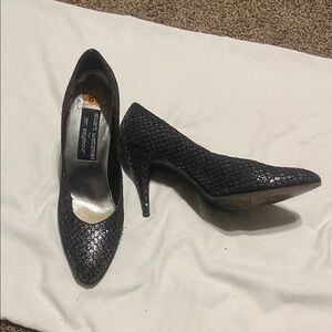 Stuart Weitzman black/metallic heels
